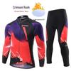 Unisex Fleece-Lined Cycling Set: Long Sleeve Top & Pants for Autumn/Winter