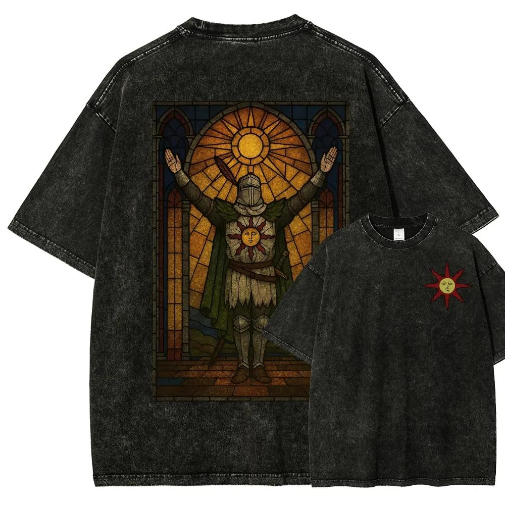 Classic Action Roleplaying Game Blood Borne Peripherals Print Tshirt Men Women Fashion Retro Washed Cotton Casual Oversize Top