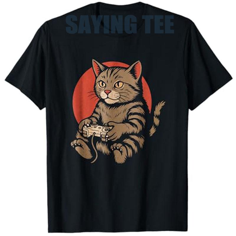 Cats and Gaming Shirt for Unisex Women Gamer Boys TShirt Video Games and Kitty Y2k Designs Graphic Outfit Life Style Saying Tee S