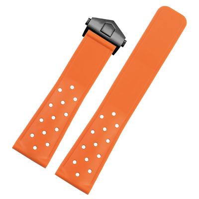 Klassisches 22 mm schwarzes, blaues und oranges, wasserdichtes Gummiarmband für TAG HEUER CARRERA AQUARACER Monaco F1 Silikon-Uhrenarmband