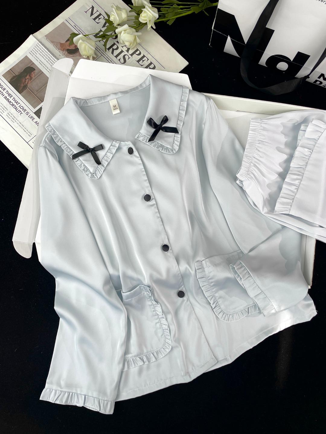 

2026 Zodiac New Year Ice Silk Women s Princess Pajama Set with Chest Pads - High-End Home Wear Large