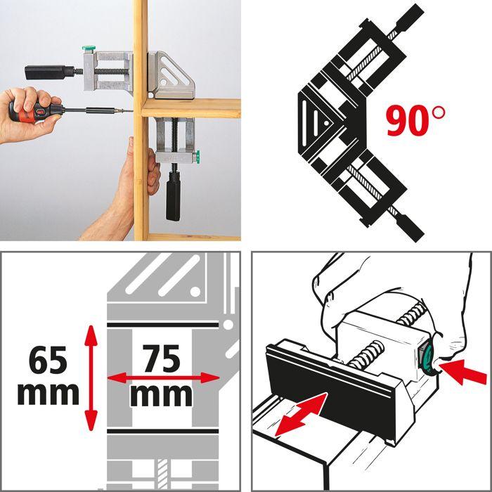 Etau d'angle rapide en fonte d'aluminium - wolfcraft - ouverture de 65 mm - 3415000