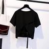 Damen Unregelmäßiges T-Shirt Locker Rundhals Hinten Ausgeschnitten Einfarbig Damen T-Shirts Sommer Koreanischer Stil Mode Damen Oberteil