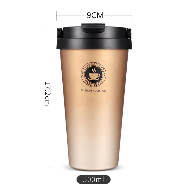 500ml Double Stainless Steel Coffee Thermal Mug Seal Leak-Proof Tea Beer Cup Travel Water Bottle Car Vacuum Flask with Lids