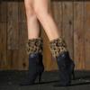 1 Pair Boot Socks Stylish Leopard Print Fluffy Crochet Knitted Boot Cuffs Toppers Socks for Winter