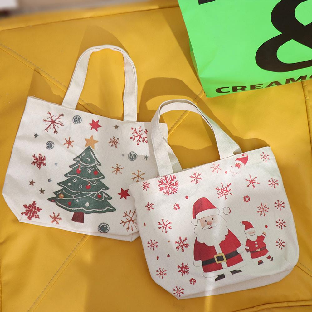 Large Capacity Christmas Canvas Gift Bag Cartoon Merry Christmas Decor  Home New Year Decor