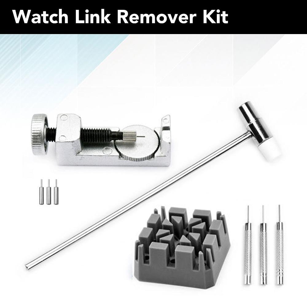 9Pcs Silver Watch Movement Holder Stand Mini Hammer & Punch Pin Set  Watch Link Pin Removal
