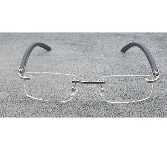 RSINC Imported men Rimless Eyeglass wood metal eye-ware Black - Silver | CT00521 C1 53-18-145 CART-5 A2