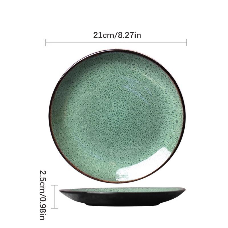 Ceramiczna miska na ryż, sałatkę, zupę w stylu skandynawskim, glazurowana piecowo, okrągłe naczynie, talerz obiadowy, zastawa stołowa, ceramiczny talerz restauracyjny