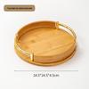 Brown Round Bamboo Tea Tray with Handle