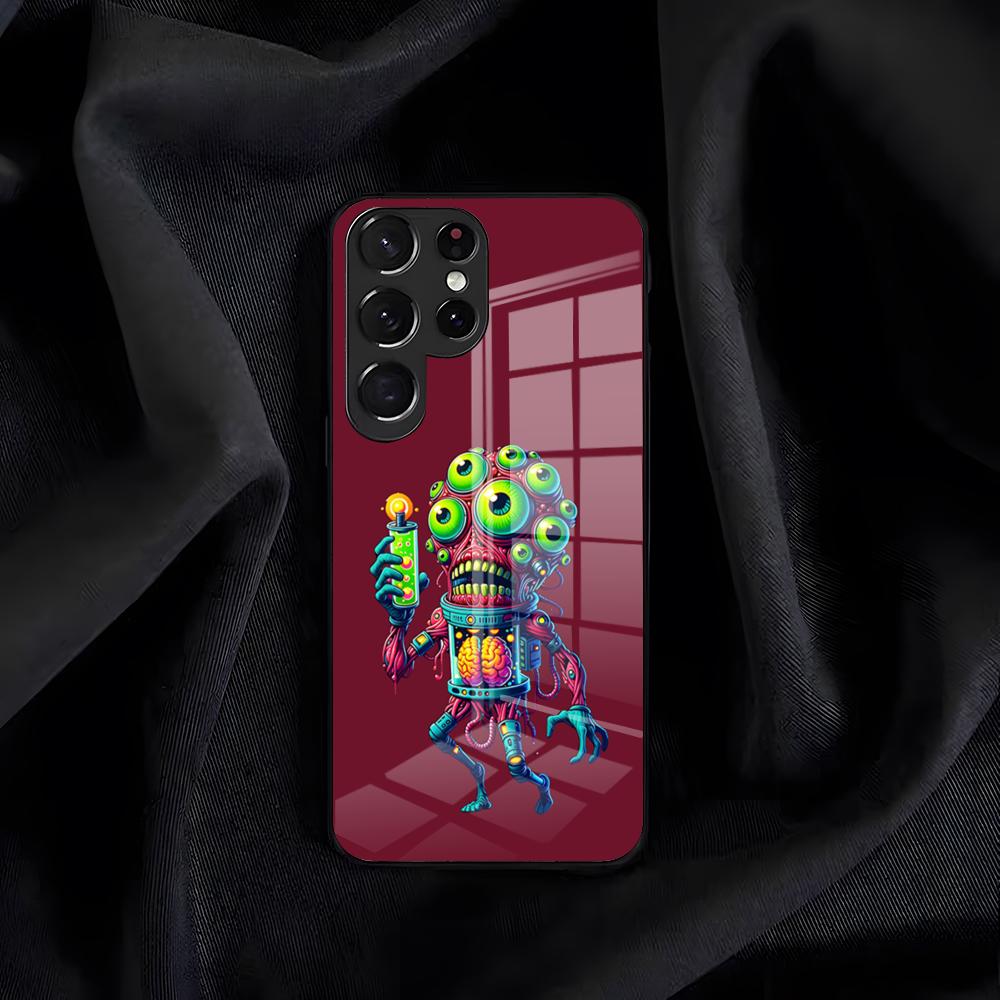 Neon Eyed Brain Alien Monster Phone Case For Samsung S26 S25 Edge S24 S23 S22 S21 S20 Ultra Plus FE Glass Cover