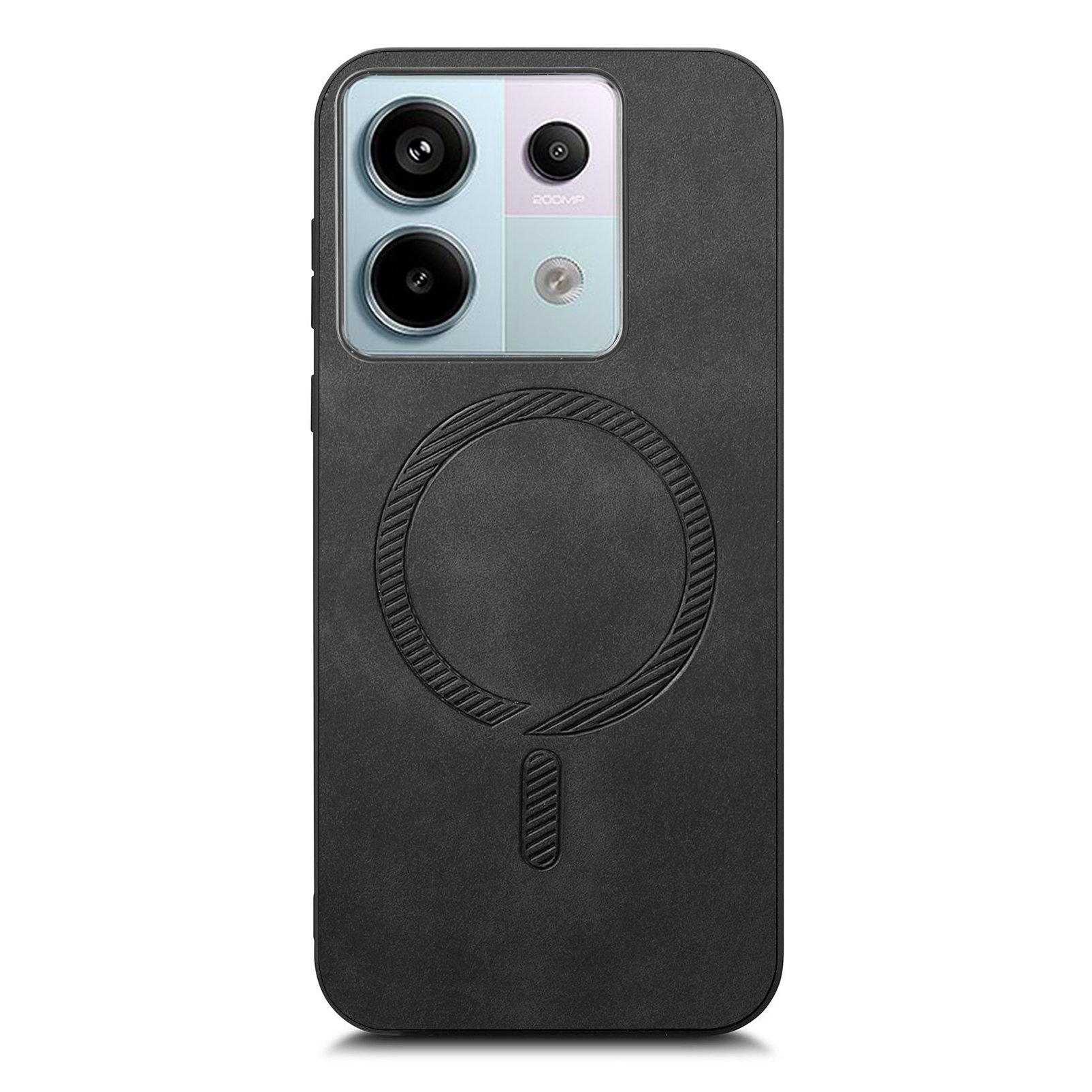 

B1 For Xiaomi Poco X6 5G/Redmi Note 13 Pro 5G Leather Back Case Compatible with MagSafe Skin-Touch Phone Cover Black