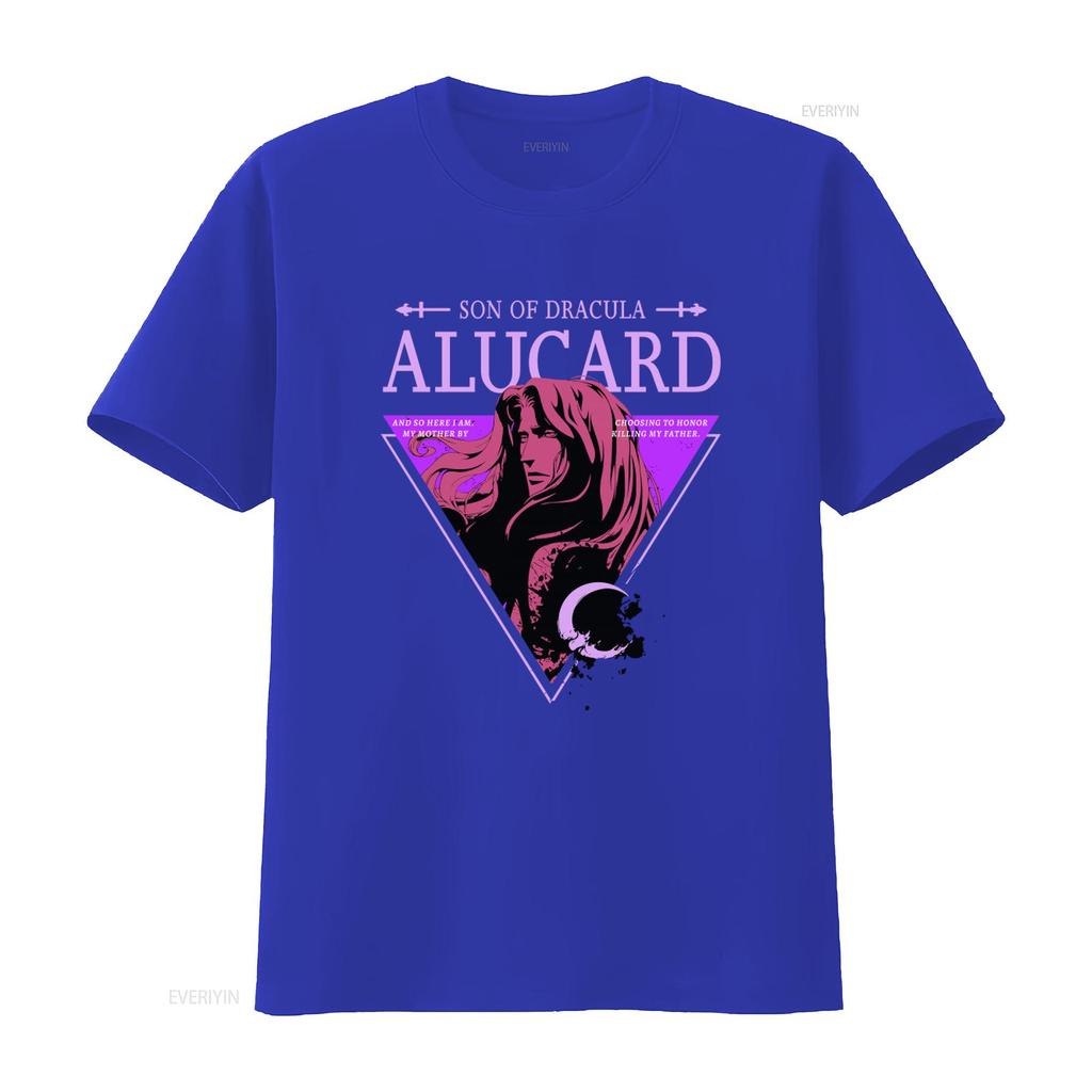 Sohn von Dracula Alucard Castlevania Gothic Vampir T-Shirt für Vintage Gewaschen Leicht Atmungsaktives Oberteil Für Den Alltag