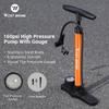 WEST BIKING High Pressure Bicycle Air Pump With Pressure Gauge 160 PSI Stainless Steel Floor Pump MTB Road Bike Tire Inflator