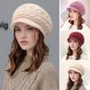 Retro Women'S Winter Warm Knitted Cap, Cold Weather Running, Camping, Walking Fashionable Skiing Cap With Sun Hat