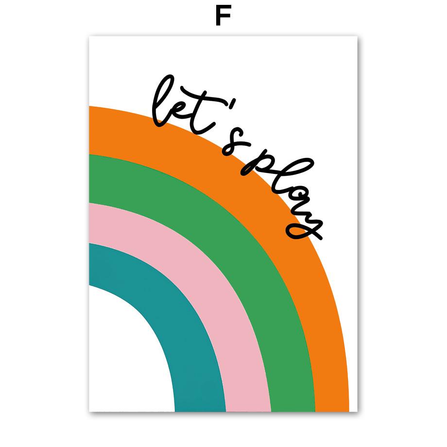 Rainbow Letters Nursery Baby Bedroom Nordic Posters And Prints Wall Art Canvas Painting Wall Pictures For Kids Room Decoration