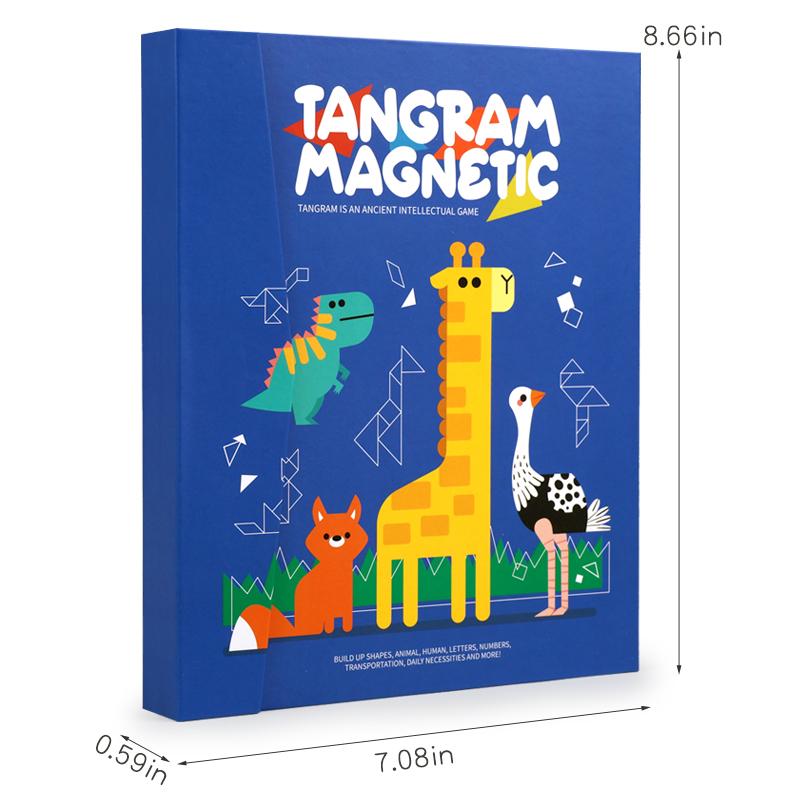 Wooden Jigsaw Magnetic Tangram Puzzle Book Educational Toys For Children Baby Kid Portable Montessori Learning Intelligence