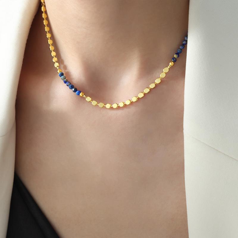 Baroque Pearl & Blue Apatite Beaded Necklace with Copper Chain - Versatile and Stylish Jewelry