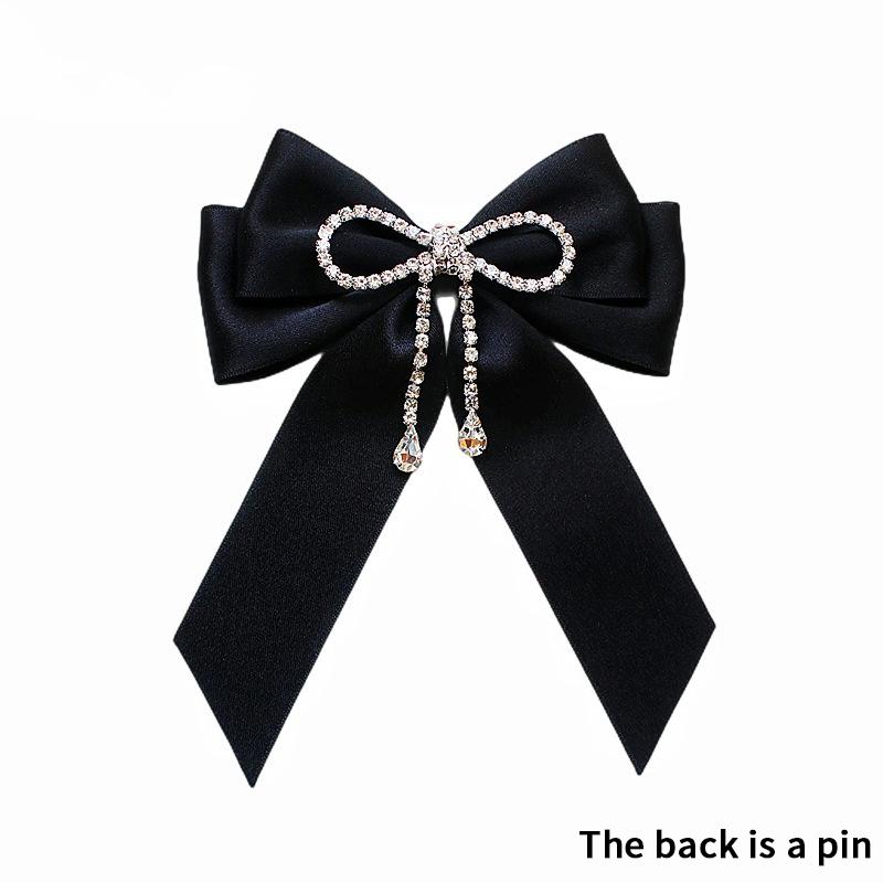 Koreanische Damen Spitzen Fliege Brosche Schwarze Kamelienblüte Perle Hemdkragen Nadeln Schleife Band Hochzeitsparty Krawatte