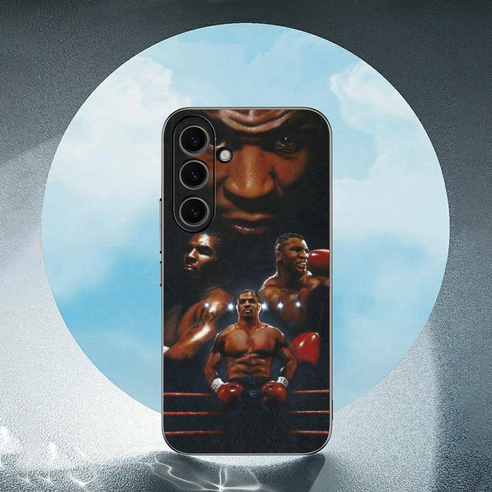 M-Mike T-Tyson Boxer Samsung Galaxy S24 S23 Ultra S22 S21 Plus S20 Schwarze Weiche Silikon Schutzhülle