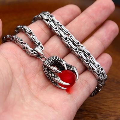 Stainless Steel Dragon Claw Pendant Necklace Unique Gothic Punk Biker Amulet Necklace For Men Jewelry Gift