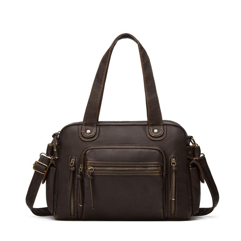 Y2K Retro Washed Handbag Large Capacity Multi-Zipper Pocket Trendy Shoulder Bag