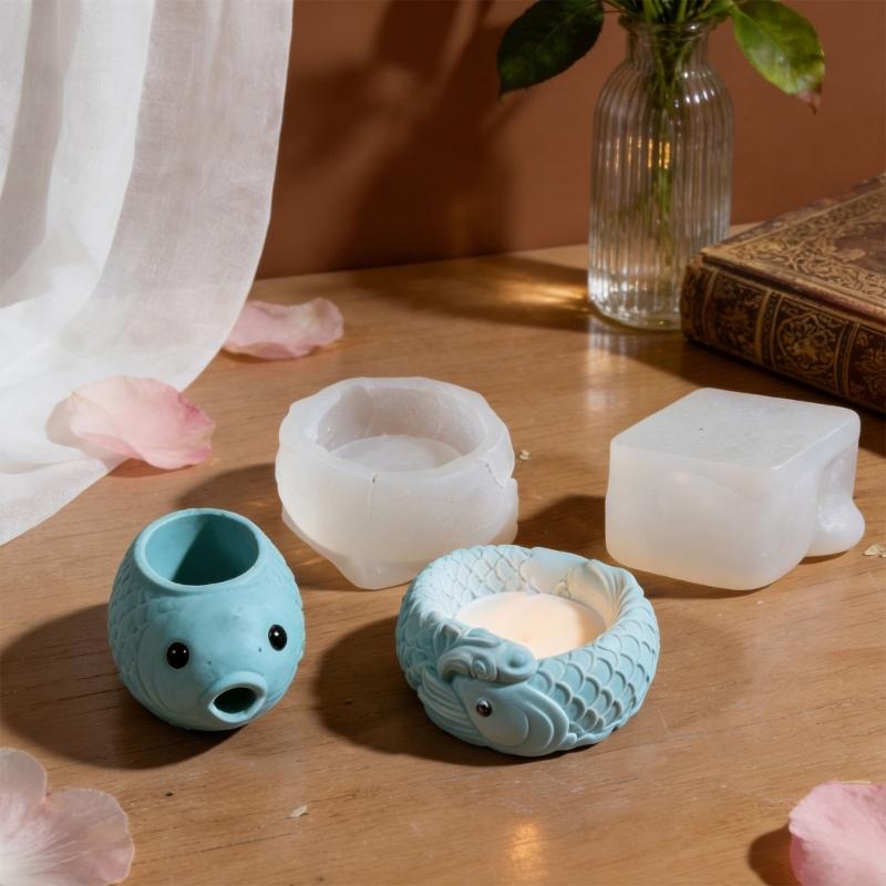 Fish Shape Silicone Candle Molds For Resin Casting Making Candle Container Flowerpot Cement Planter Home Decoration