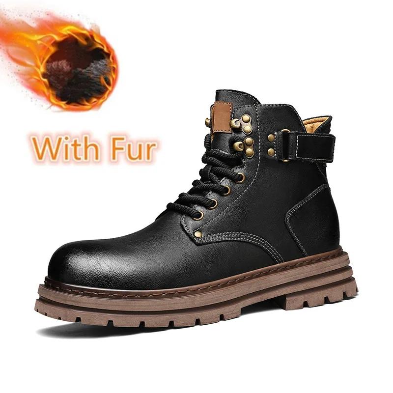 Fashion Men Snow Boots Male Comfortable Winter Plush Walking Casual Shoe Classic Men's Motorcycle Boots All-match Basic Boots For Man