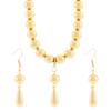 Exaggerated Round Bead Chain Necklace Gold Color Ladies Zircon Sets CCB Imitation Metal Texture Water Drop Pendant and Earrings