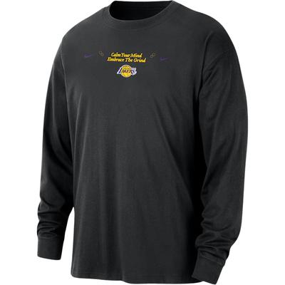 X NBA Courtside Los Angeles Lakers Pullover Loose Casual Long Sleeve T-Shirt Men T-Shirt Black HQ0674-010