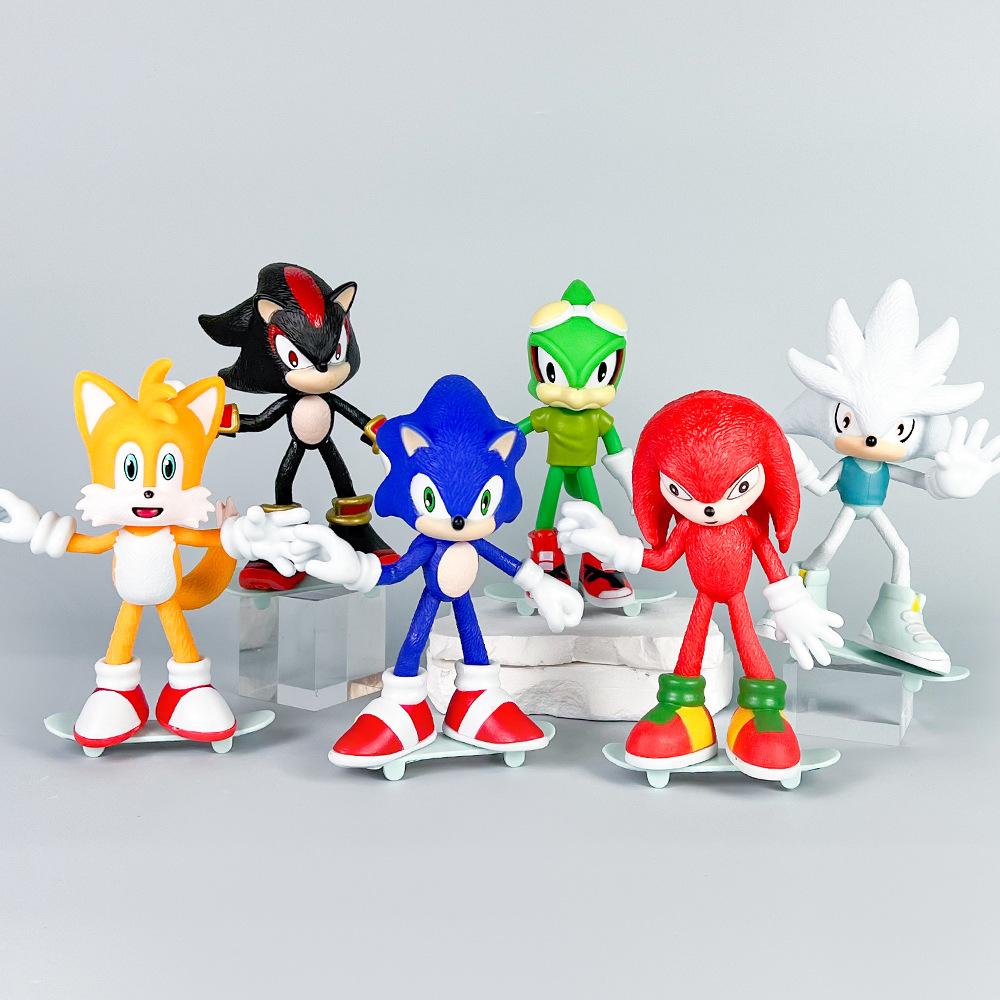 Sega Sonic the Hedgehog 6-Piece Figurine Set, 17cm Multicolor Action Figures, Collectible Character Toys for Kids