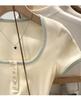 Women's Contrast Square Neck Short Sleeve Cropped T-shirt, Summer 2026 Style, Petite, Slimming, Pure Desire
