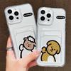 Card Slot Holder Silicone Wallet Pocket Case For Xiaomi Redmi Note 11 12 13 iPhone 17 16 15 Tecno Spark 10C Infinix Note 30 Cover Clear Phone Bumper