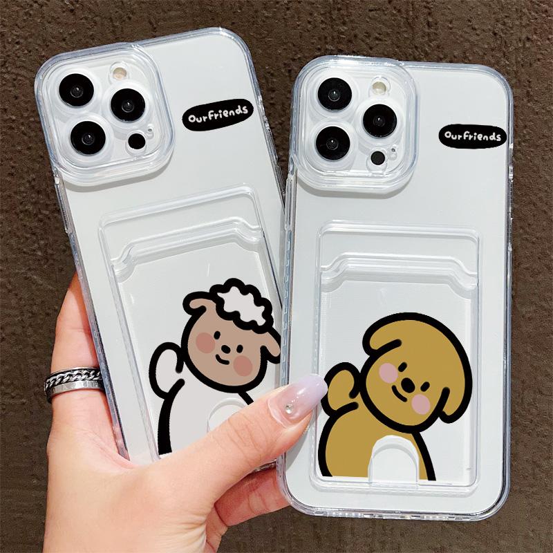 Card Slot Holder Silicone Wallet Pocket Case For Xiaomi Redmi Note 11 12 13 iPhone 17 16 15 Tecno Spark 10C Infinix Note 30 Cover Clear Phone Bumper