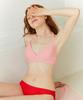 Kkommeutin Cubre Top Triángulo Conjunto de Bikini Rosa + Rojo