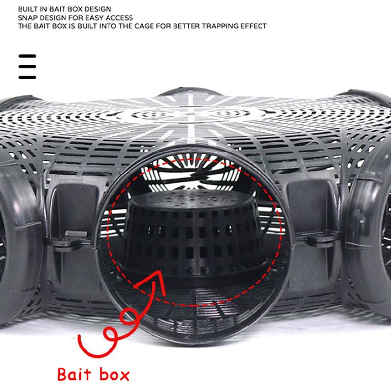 8 Holes Upgraded Catch Loach Lobster Yellow Eel Cage Outdoor Fishing Net Cage Plastic Shrimp Trap Cage With Counterweight Box