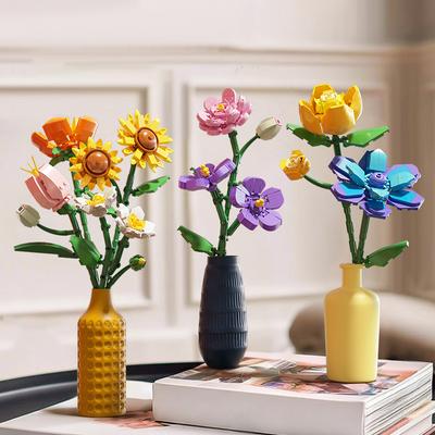 Jouet Non Toxique Toylinx 9 en 1 Fleurs Artificielles Éternelles Briques de Construction Plante Artificielle Faite à la Main Décoration de Maison Cadeaux Créatifs pour la Saint-Valentin