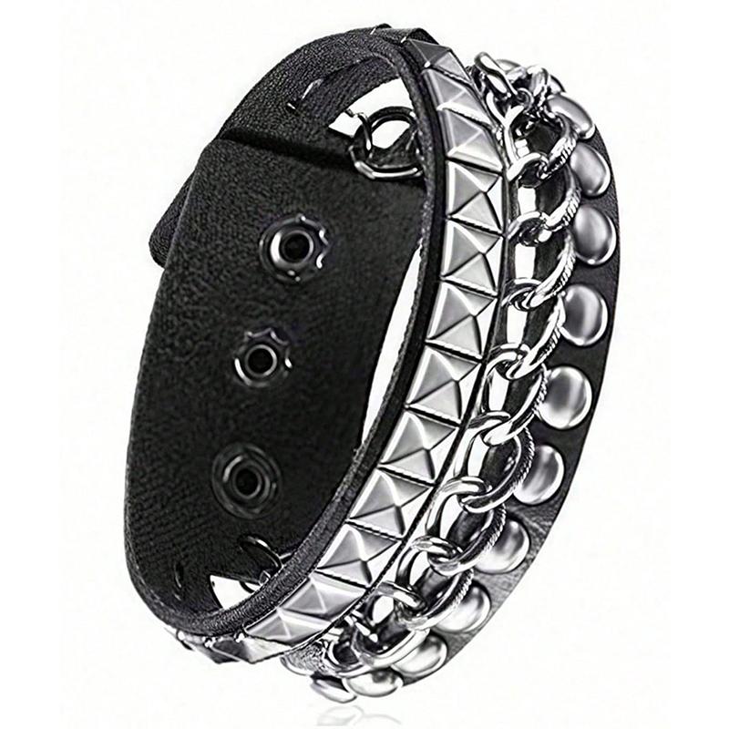 Pu Leather Gothic Rivet Star Fashion Bracelet For Daily Party Performances, Christmas And Halloween Costumes