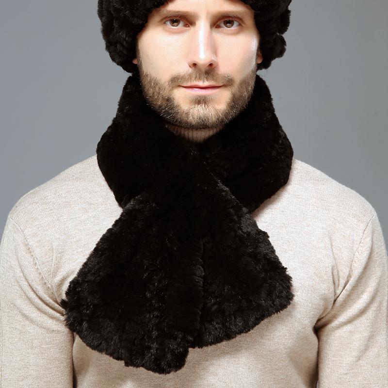 Winter Unisex Real Rex Rabbit Fur Scarf & Muffler Eco-Friendly Breathable Multifunction Neck Warmer for Women & Men