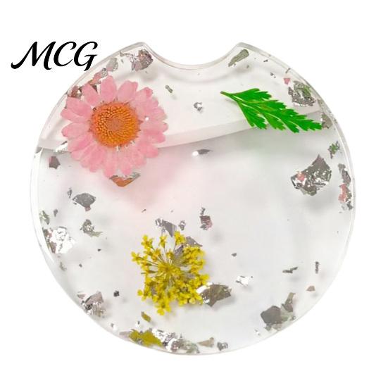Reusable Car Coaster Coaster, Durable Resin Flower Drink Mirror Polished Unique Natural Coffee Cup Holder, for Interior Accessories Heat Resistant