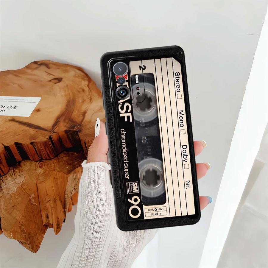 Black Soft Phone Cover Case for Xiaomi Mi 10T 11T 12T Pro 11 12 13 Lite 13 14 15 Pro 12X Retro Cassette Tape