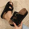 Fashion Spring/Summer 2025 New Fashion Thick-soled Birken Riveted Flip-flops and Metal Buckle Beach Women's Shoes