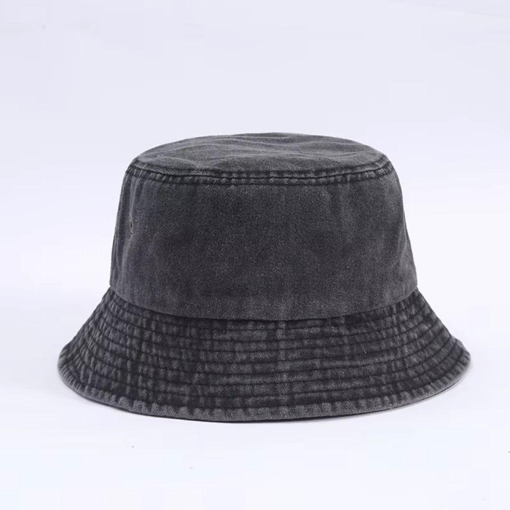 Fashion Solid Color Bucket Hat Wide Edge Washed Denim Fisherman Hat Thin Foldable Boonie Hat Summer Season