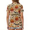 Women's Fashion Casual Lapel Short Sleeve Halloween Print Shirt Women's Button Up Tops