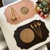 4 Piece PU Leather Table Mat Retro Place Mat Elegant Irregular Tableware Pad  Party Table Decor