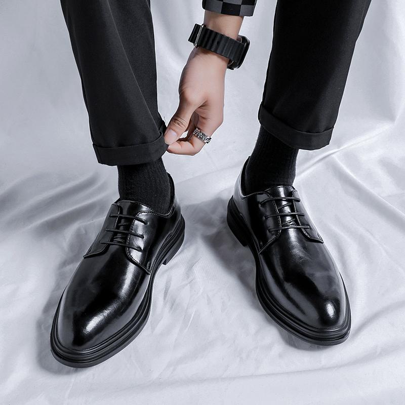 Fashion Black Classic Men's Leather Shoes Minimalist Gentleman Style Fashion Party Groom Wedding Versatile Shoes Hot Selling New