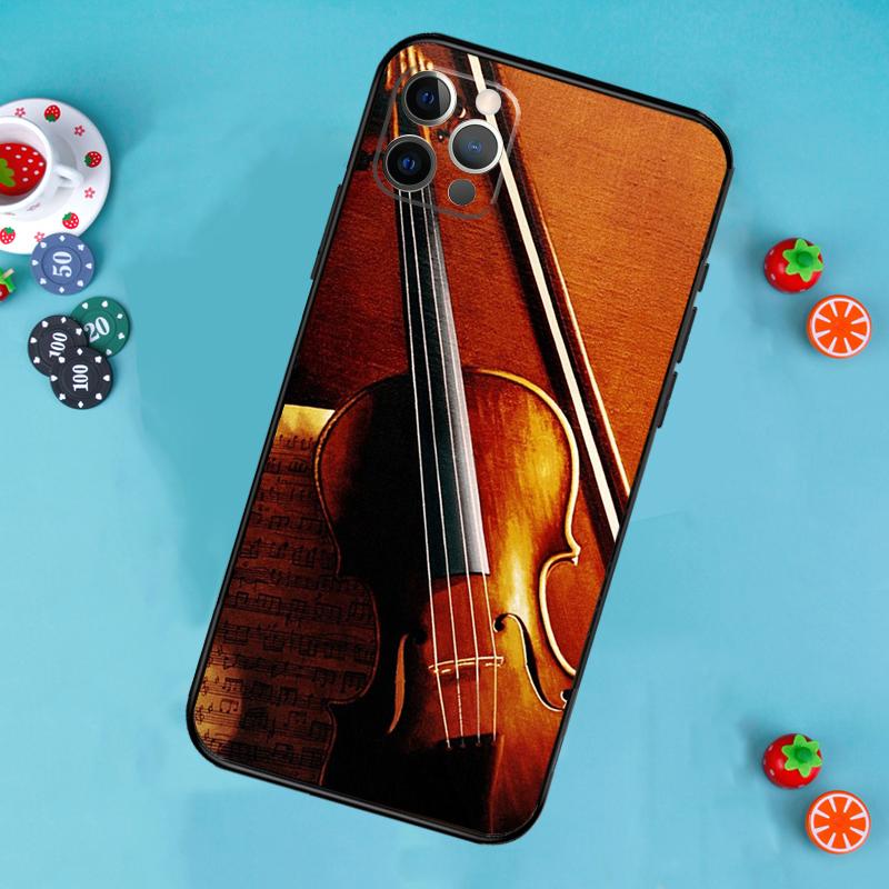 Music Violin Phone Case For iPhone 17 Air 14 16 15 11 12 13 Pro Max 12 13 Mini 15 16 Plus 16e Cover Funda