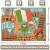 2D I Love Italia Photography Backdrop, Italy Flag, Coffee, Wine and Landmarks Background
