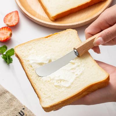 Stainless Steel Butter Knife Western Tableware Bread And Jam Knife Wooden Long Handled Butter Spatula Piping Knife Butter Scraper Reusable Household
