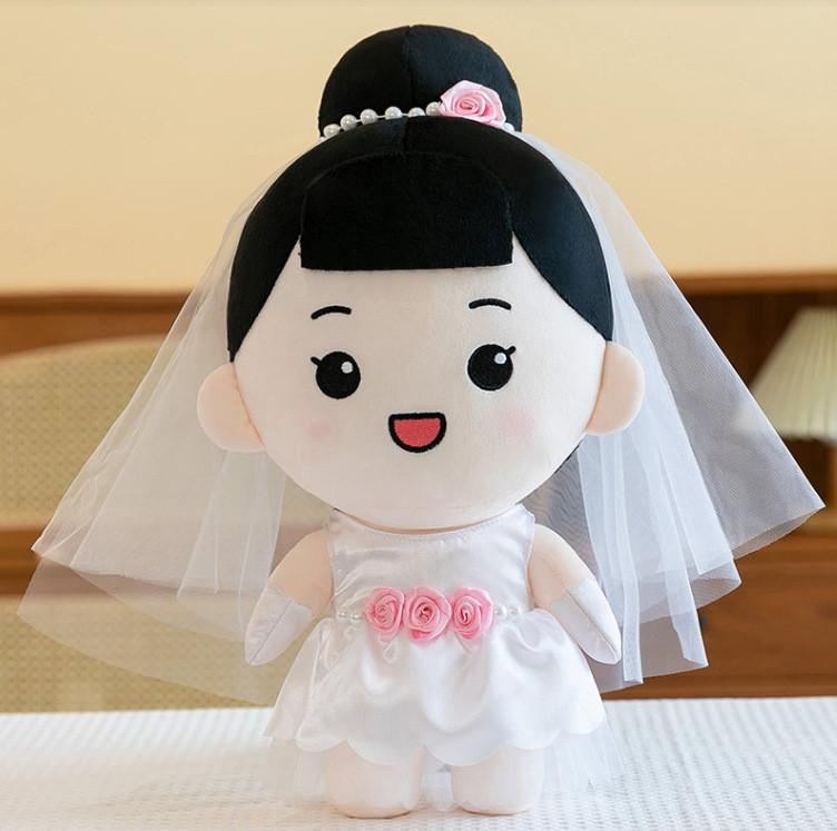 Plush Bride Groom Toys Couple Dolls Soft Short Romantic Home Decor Children Gift